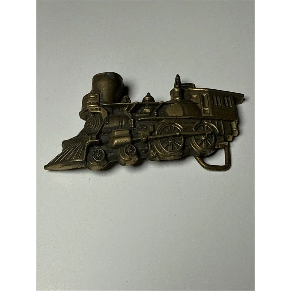 Vintage Steam Locomotive Rail Road Train 1978 Solid Brass Baron Belt Buckle BBB